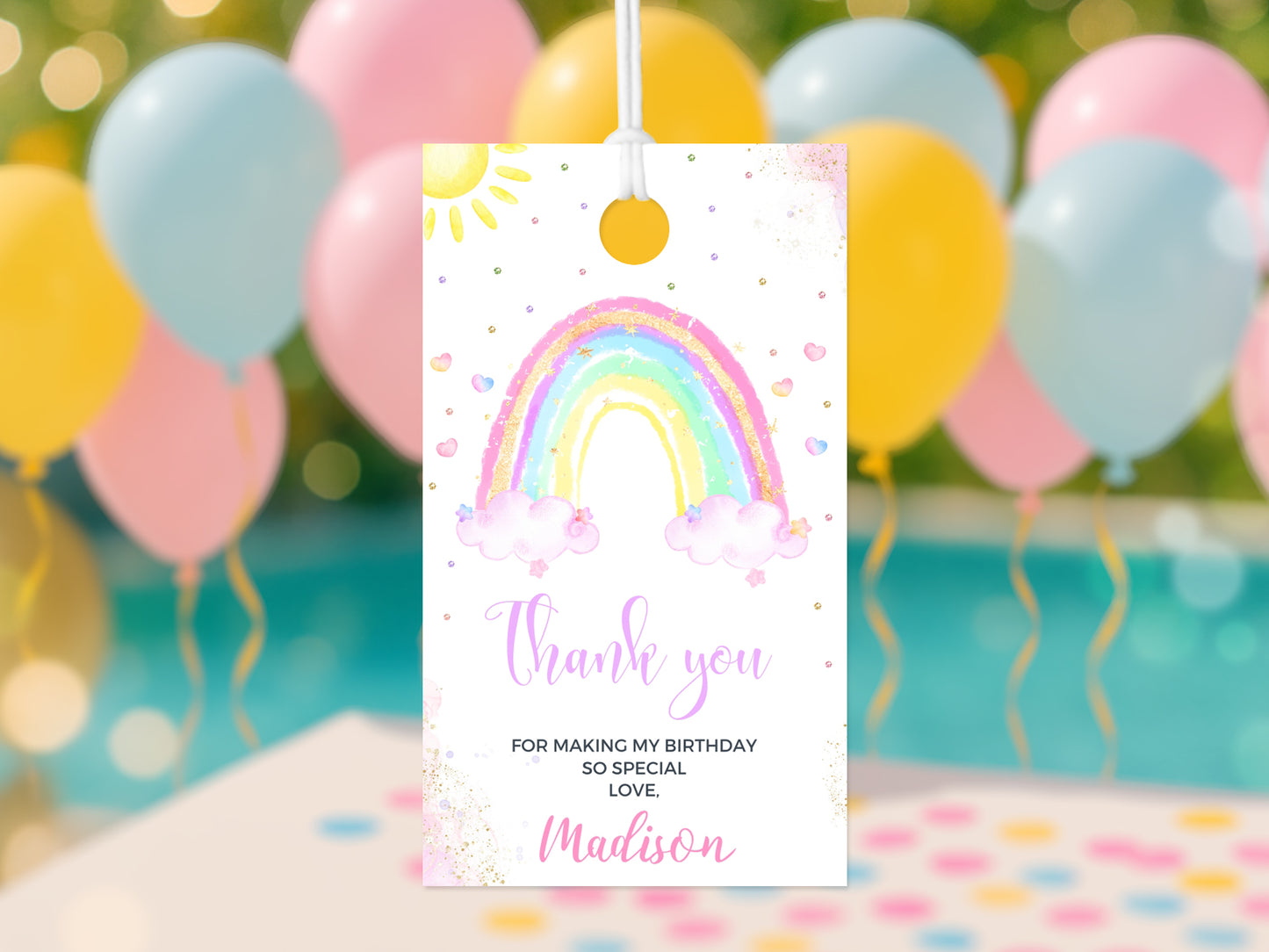 Rainbow Thank You Tag Pastel
