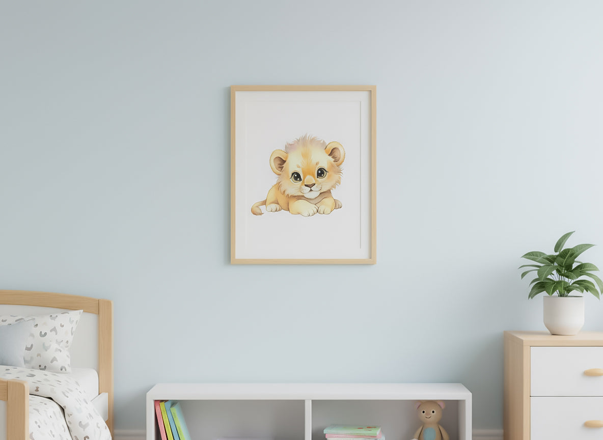 Safari nursery wall art decor mockup using watercolor jungle animal clipart