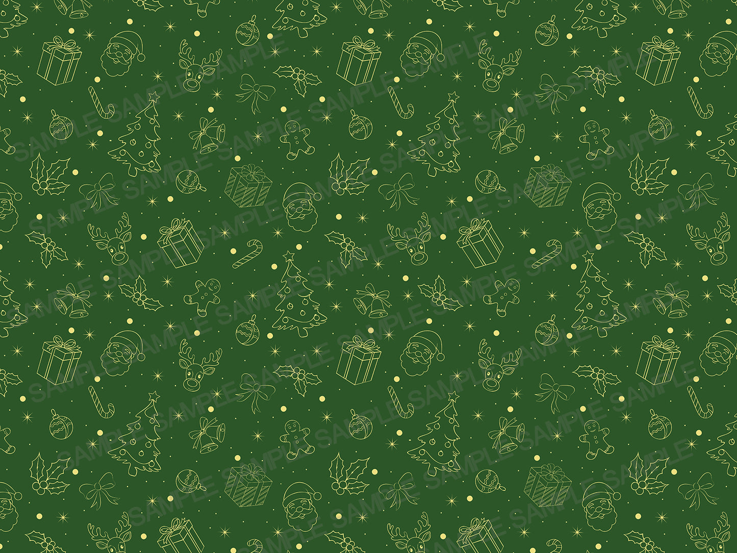 Green Christmas Wrapping Paper – Gold Holiday Pattern