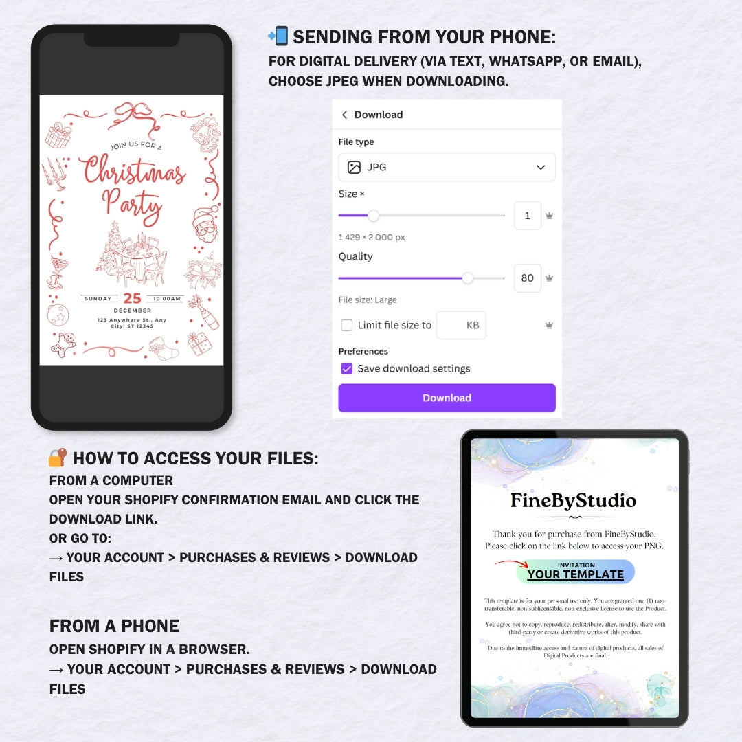 Christmas Party Invitation | Editable Canva Template | Holiday Event Printable