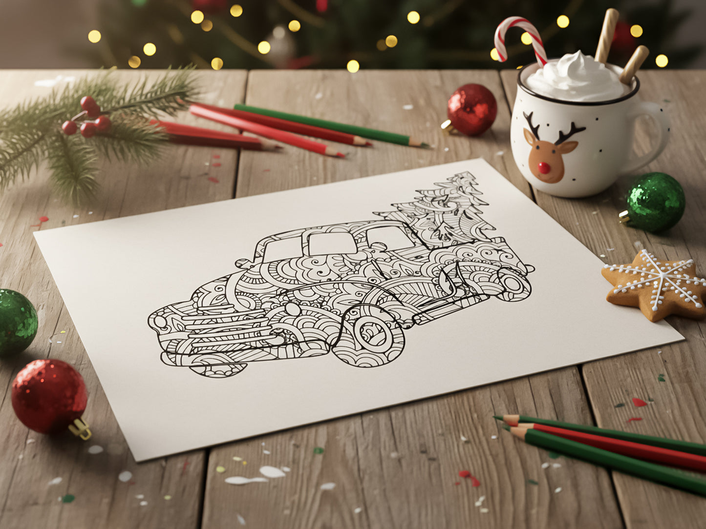 Christmas Mandala Trucks SVG Bundle – Zentangle Vintage Truck Clipart