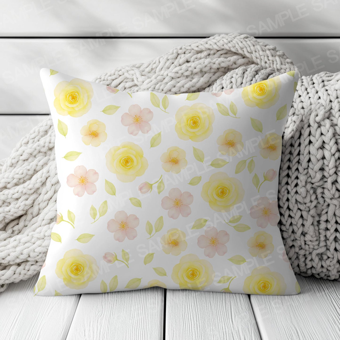 Watercolor Yellow Floral Seamless Pattern | Dainty Spring Daisy Digital Paper | Fabric & Textile Design