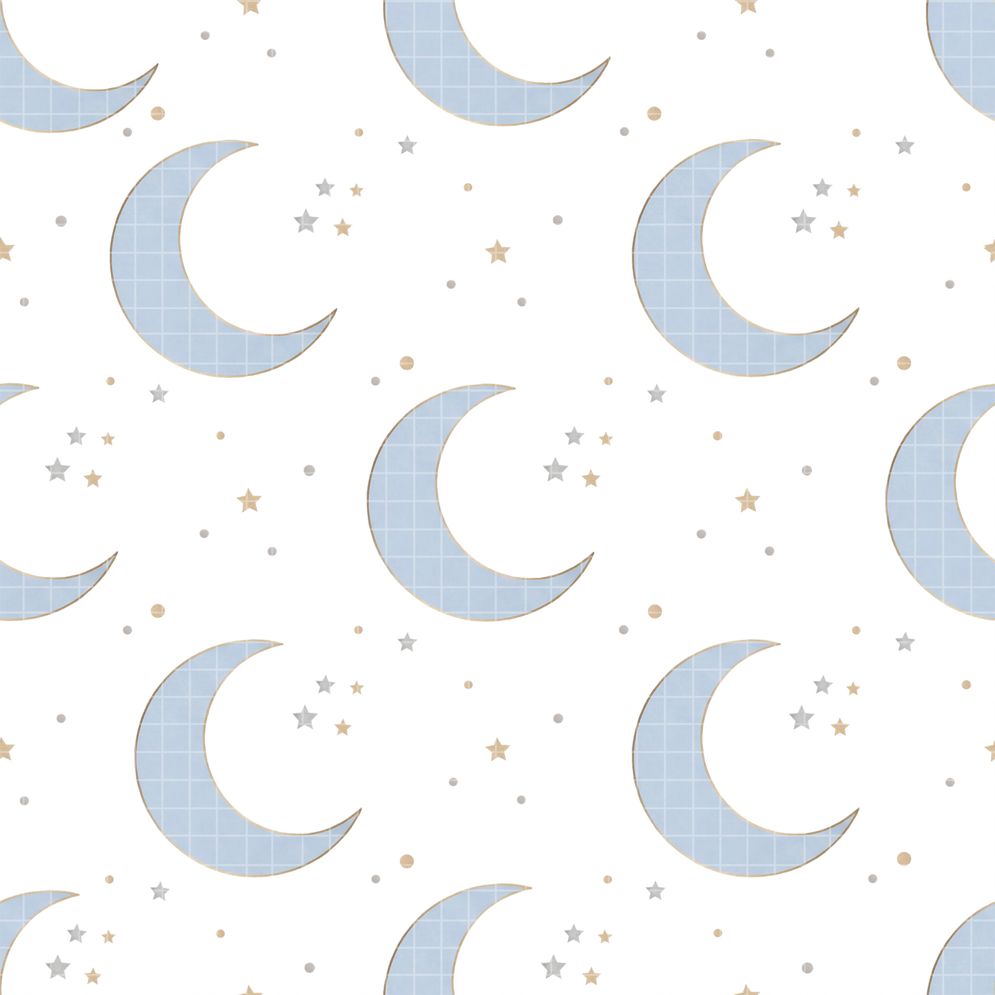 Sweet Dreams Fox Digital Paper Bundle, Watercolor Moon & Stars Seamless Pattern, Nursery Fabric Design