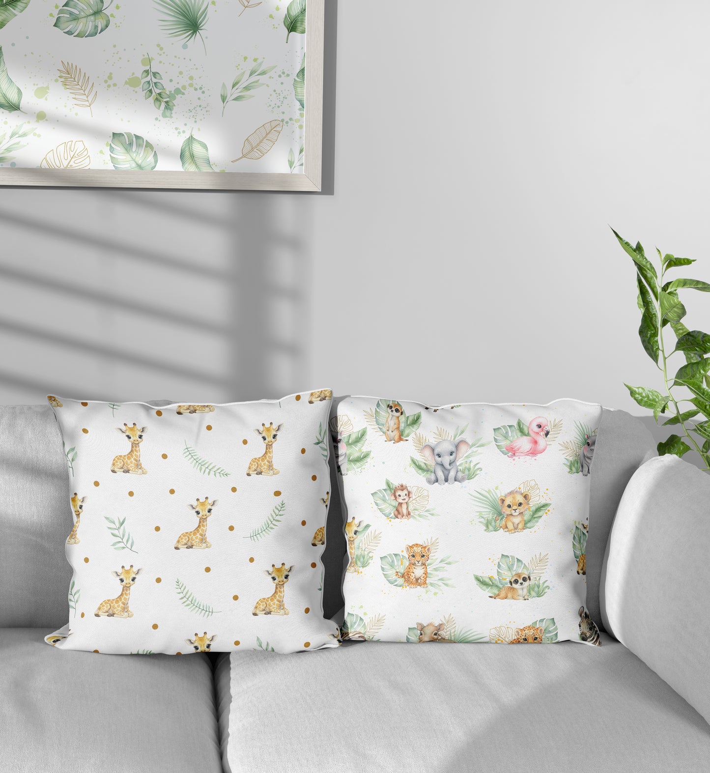 Watercolor Safari Baby Animals Seamless Pattern, Nursery Digital Paper Pack