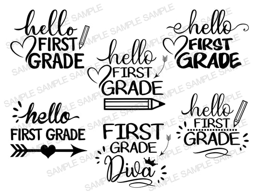Hello First Grade SVG, Back to School 1st Grade SVG