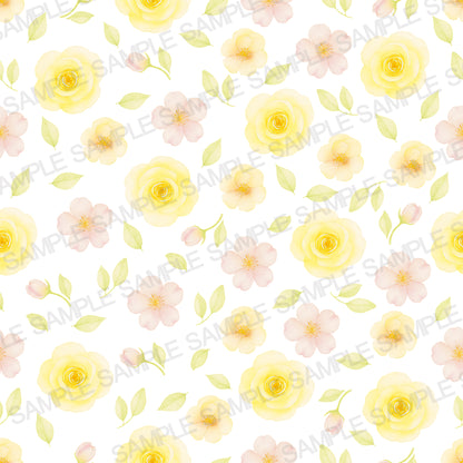 Watercolor Yellow Floral Seamless Pattern | Dainty Spring Daisy Digital Paper | Fabric & Textile Design