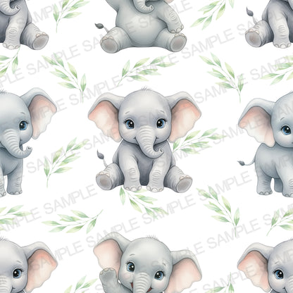 Watercolor baby elephant seamless pattern for nursery fabric design
