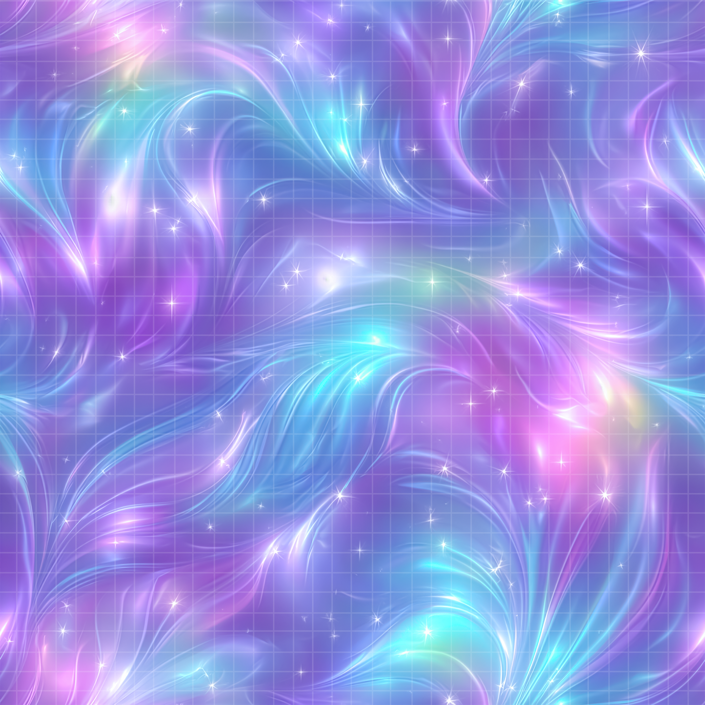 Seamless digital pattern featuring magical glowing aura swirls in vibrant purple, pink, and teal colors.