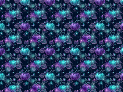 Mystical Pumpkin Garden: Neon Seamless Pattern
