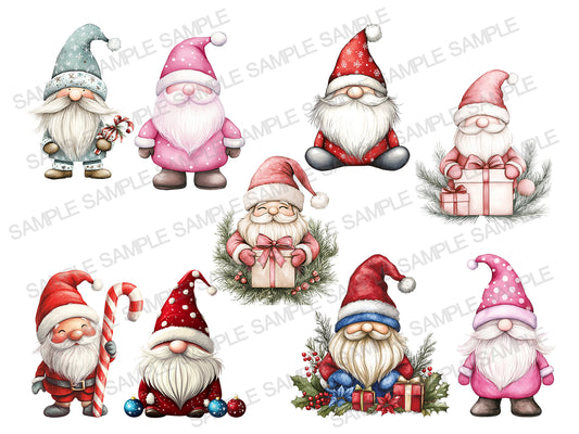 Watercolor Festive Gnomes Clipart, Watercolor Christmas PNG, Winter Holidays, Christmas Clipart, Sweet Christmas Clipart Bundle, Gnomes PNG