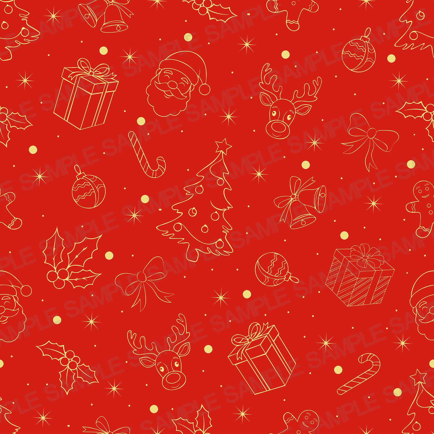 Red Christmas Wrapping Paper – Gold Holiday Pattern