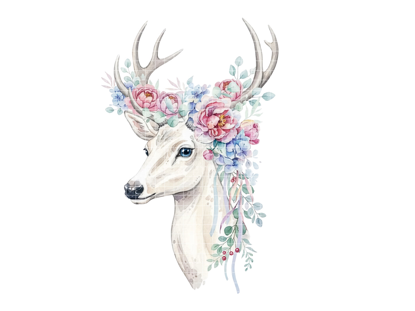 Watercolor Deer with Floral Crown | Woodland Animal Clipart | Kids T-shirt Design
