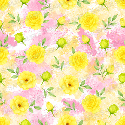 Watercolor Yellow Floral Seamless Pattern | Sunny Spring Digital Paper | Fabric & Textile Design