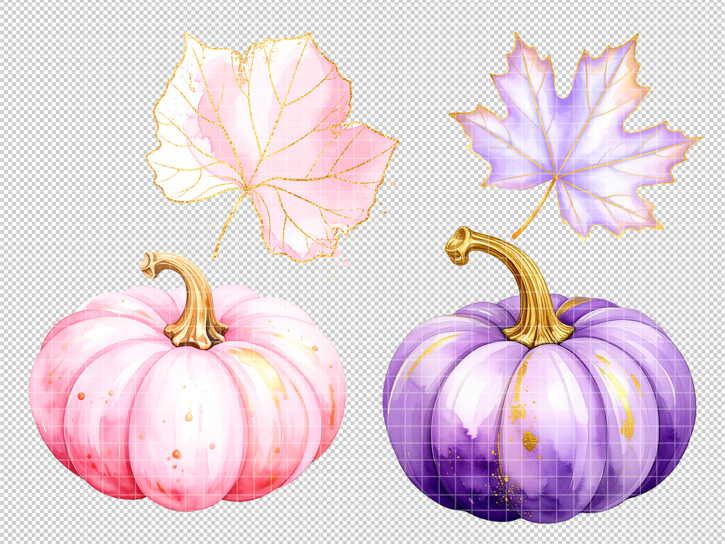 Pastel Pumpkin Clipart Set – Fall Watercolor Illustrations for Crafts & Design
