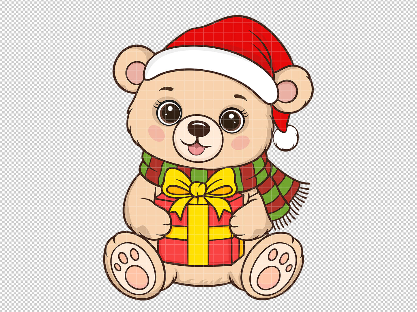 Cute Christmas Bear T-shirt | Watercolor Holiday Design | FineByStudio