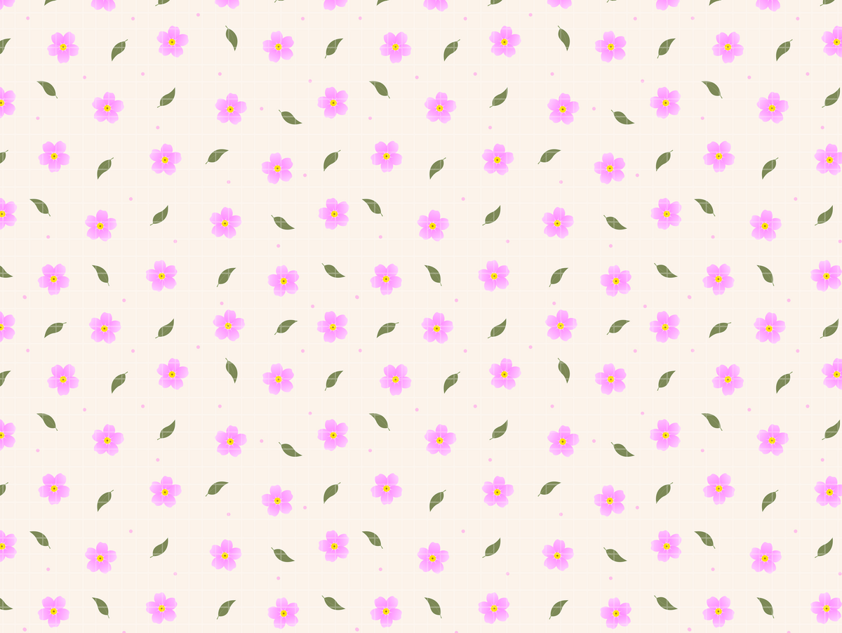 Seamless cute pink ditsy floral pattern on cream background.