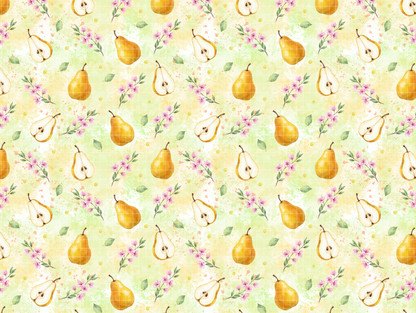 Watercolor Pear & Spring Blossom Digital Paper Bundle | Seamless Patterns