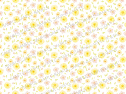 Watercolor Yellow Floral Seamless Pattern | Dainty Spring Daisy Digital Paper | Fabric & Textile Design