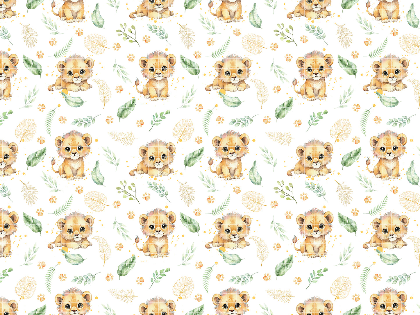 Watercolor Safari Baby Animals Seamless Pattern, Nursery Digital Paper Pack