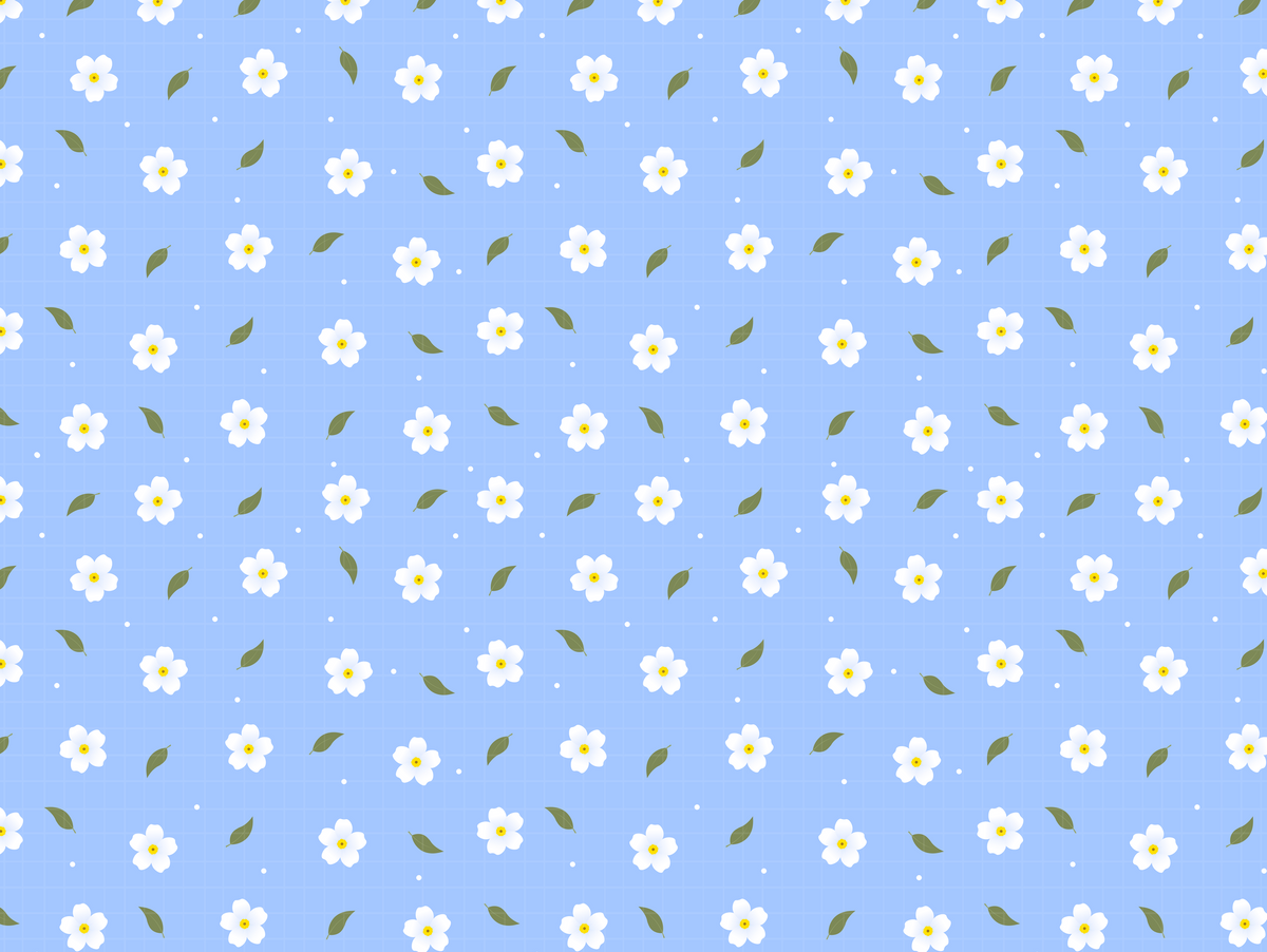 Seamless pastel blue ditsy floral pattern.