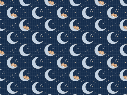 Sweet Dreams Fox Digital Paper Bundle, Watercolor Moon & Stars Seamless Pattern, Nursery Fabric Design