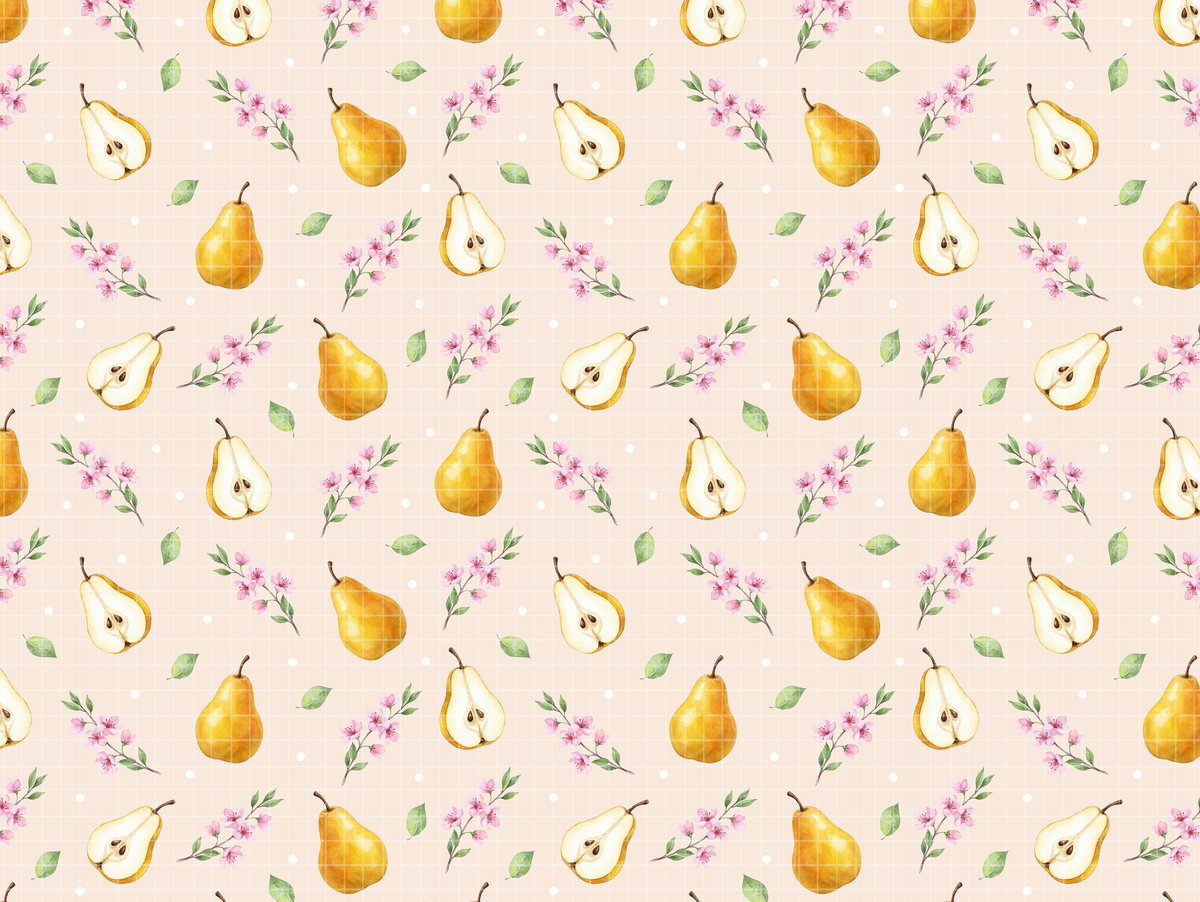Watercolor Pear & Spring Blossom Digital Paper Bundle | Seamless Patterns