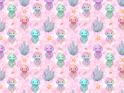 Pastel Jellyfish Seamless Pattern Bundle, Ocean Digital Paper