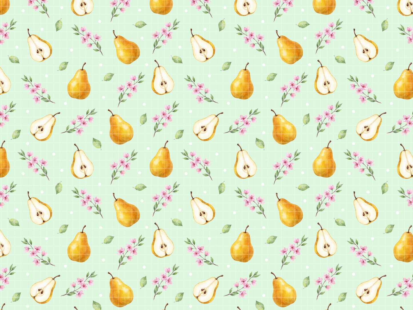 Watercolor Pear & Spring Blossom Digital Paper Bundle | Seamless Patterns