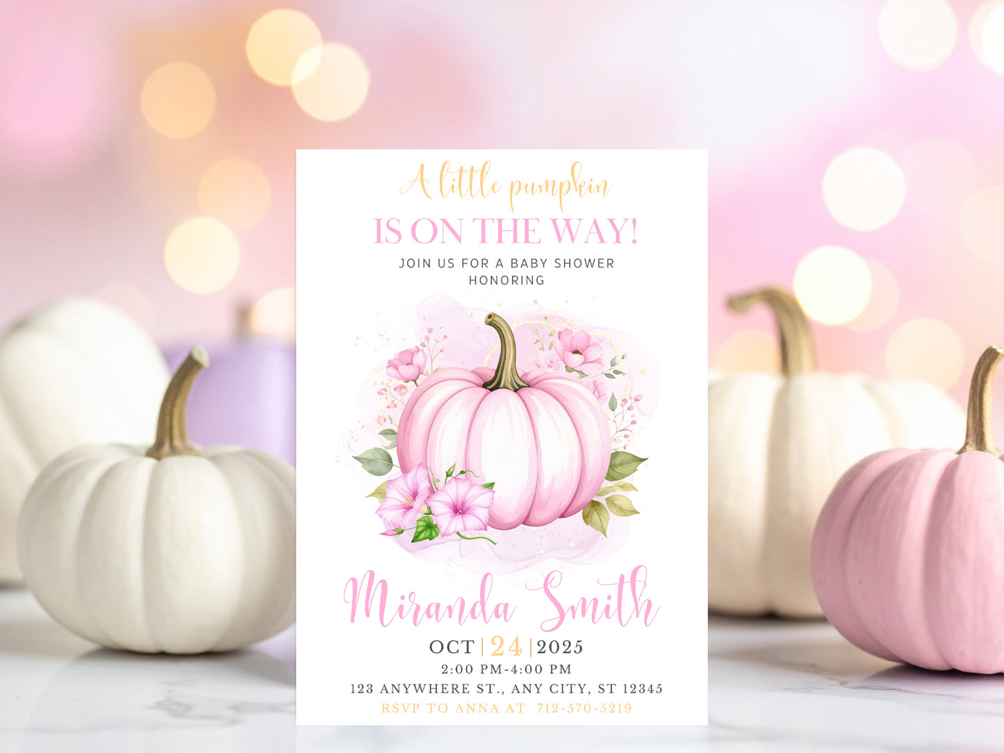 Little Pumpkin Baby Shower Invitation – Editable Template