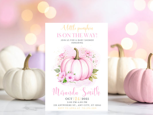 Little Pumpkin Baby Shower Invitation – Editable Template