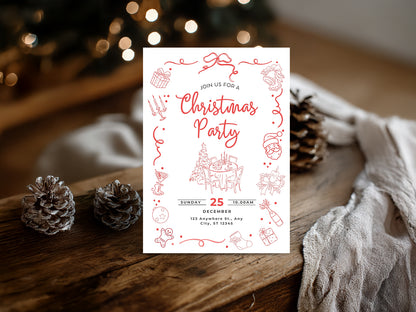 Christmas Party Invitation | Editable Canva Template | Holiday Event Printable