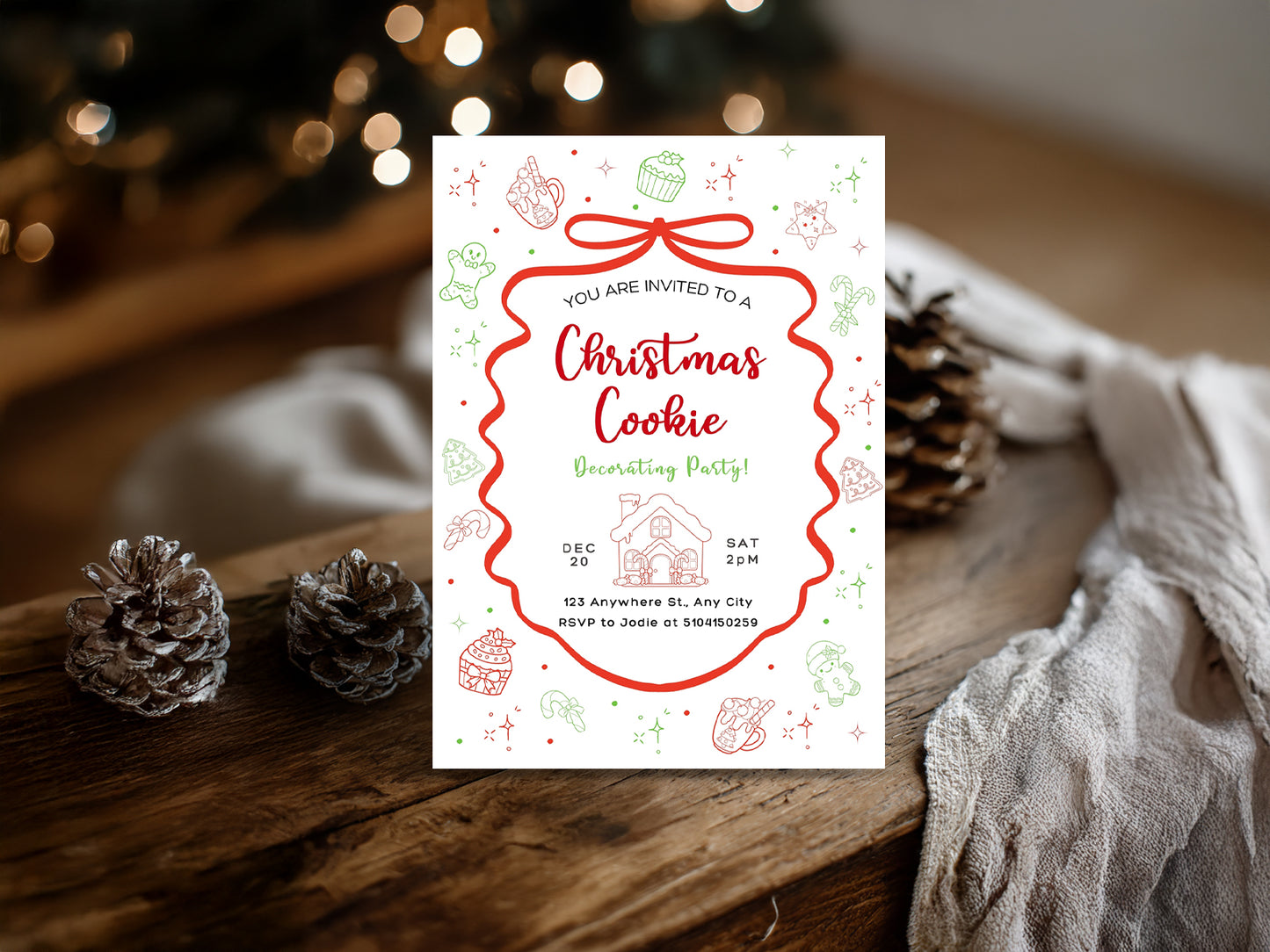 Christmas Cookie Decorating Party Invitation | Editable Canva Template | Holiday Baking Invite