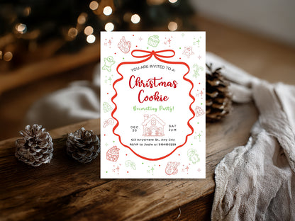 Christmas Cookie Decorating Party Invitation | Editable Canva Template | Holiday Baking Invite
