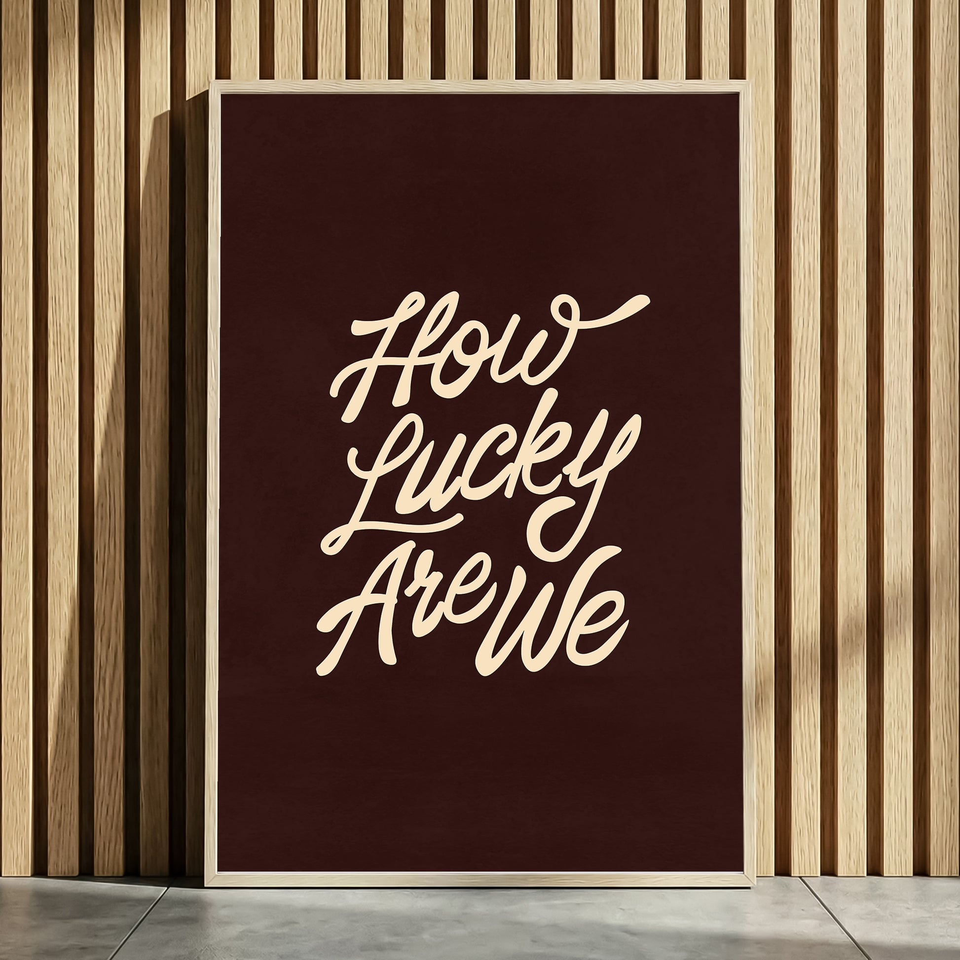 Moody dark neutral digital download print leaning against a wall in a modern aesthetic living room