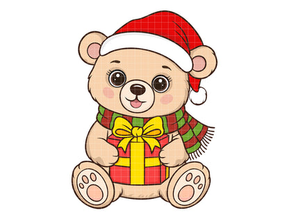 Cute Christmas Bear T-shirt | Watercolor Holiday Design | FineByStudio
