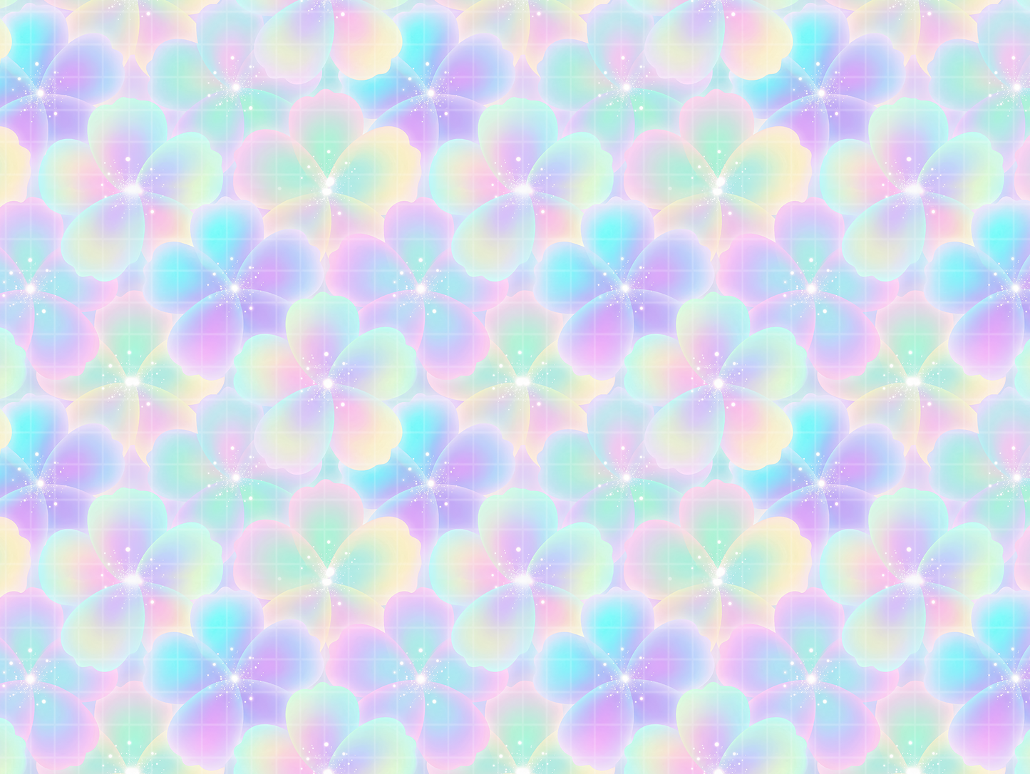 Holographic Floral Seamless Pattern, Pastel Fairycore Digital Paper, Iridescent JPG Download
