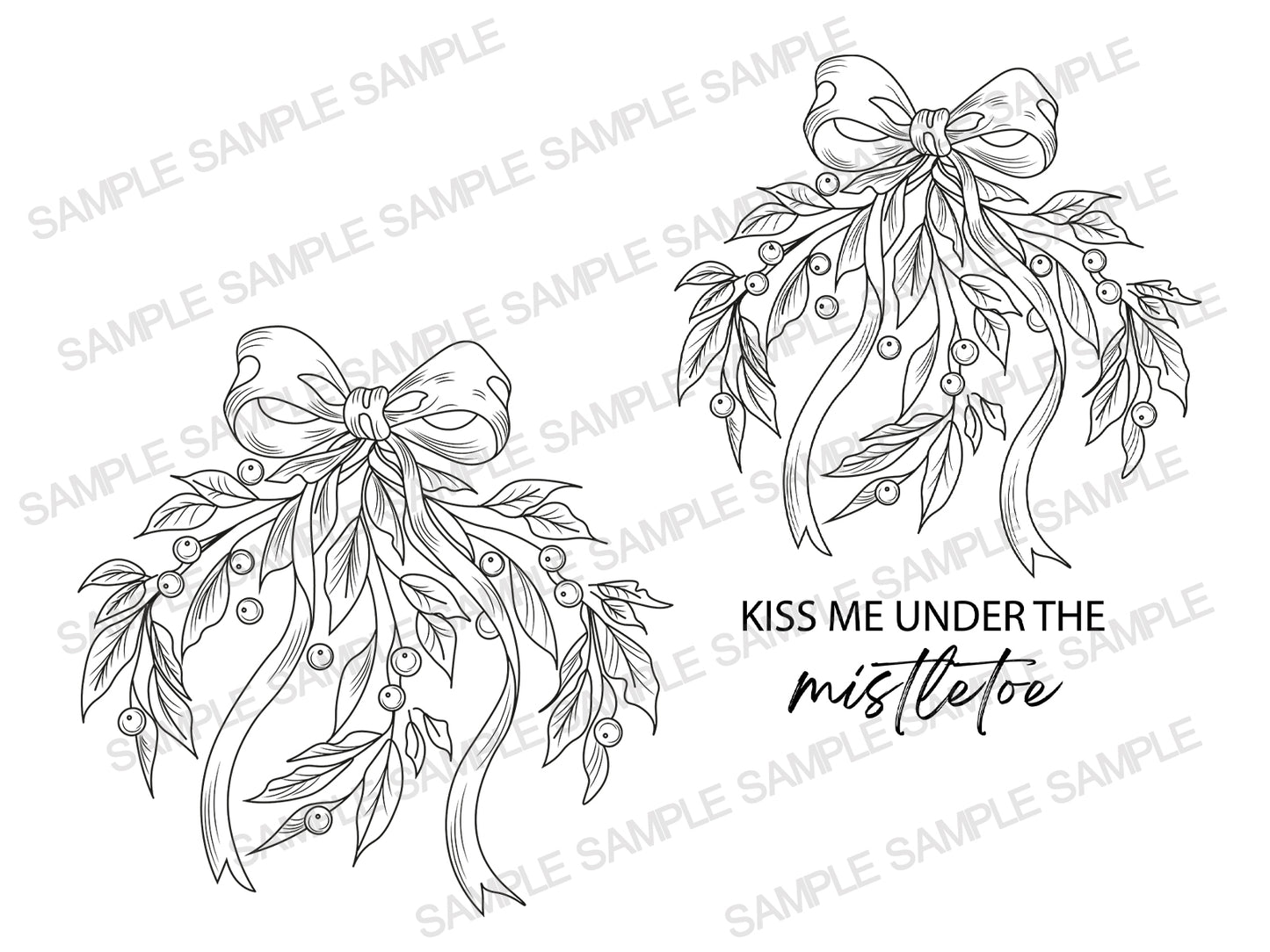 Kiss Me Under The Mistletoe SVG & PNG | Elegant Christmas Line Art Design