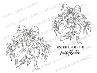 Kiss Me Under The Mistletoe SVG & PNG | Elegant Christmas Line Art Design