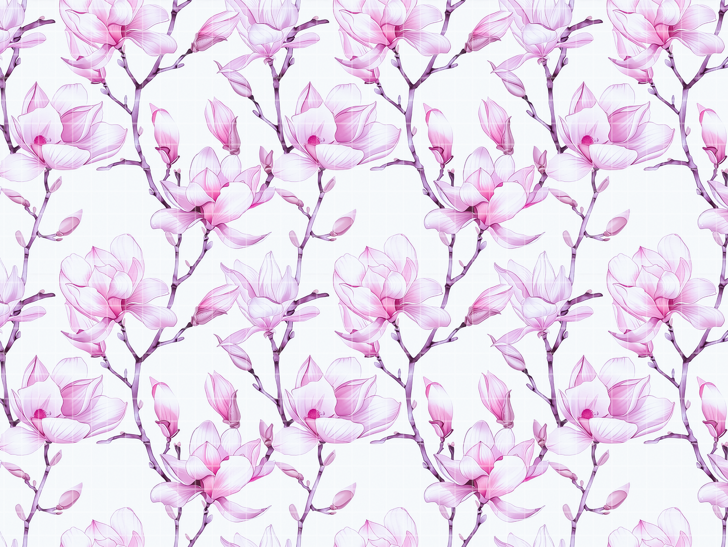 legant Pink Magnolia Seamless Pattern, Watercolor Floral Digital Paper, JPG Download