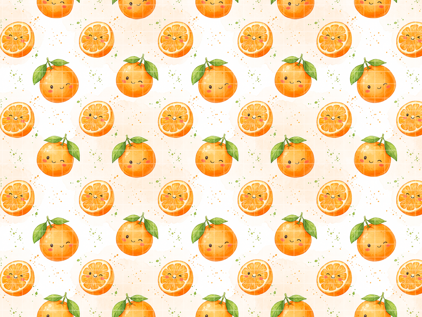 Kawaii Orange Seamless Pattern, Cute Citrus Digital Paper, JPG Download