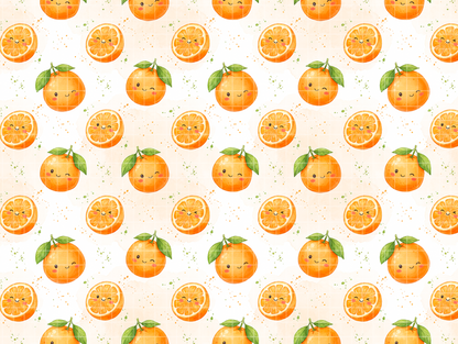 Kawaii Orange Seamless Pattern, Cute Citrus Digital Paper, JPG Download