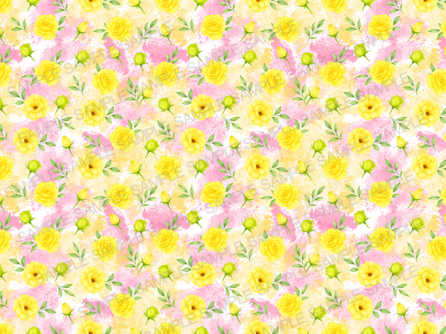 Watercolor Yellow Floral Seamless Pattern | Sunny Spring Digital Paper | Fabric & Textile Design
