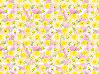 Watercolor Yellow Floral Seamless Pattern | Sunny Spring Digital Paper | Fabric & Textile Design