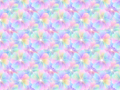 Holographic Floral Seamless Pattern, Pastel Fairycore Digital Paper, JPG Download