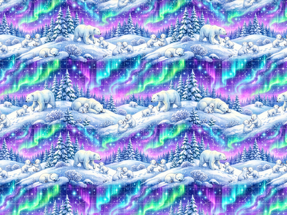 Magical Aurora & Polar Bears: Winter Seamless Pattern