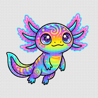 Neon Rainbow Animals Clipart Bundle, Cute Vibrant Animal PNG Set, Axolotl and Capybara Graphics