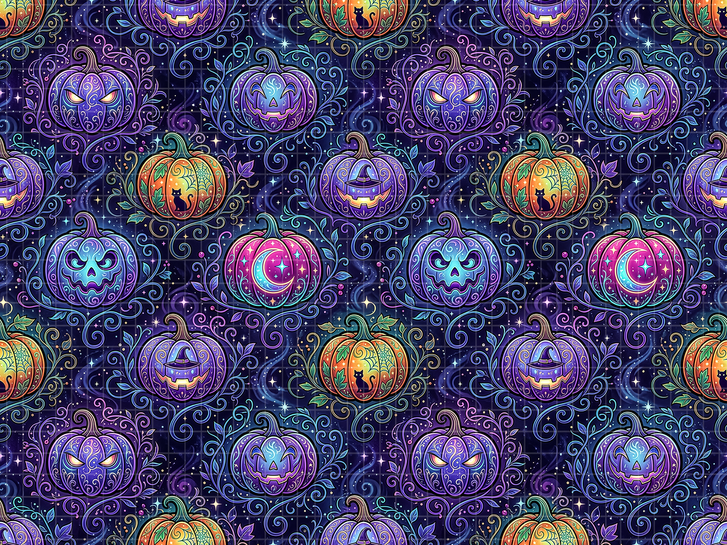 Neon Spooky Night: Glowing Witchcore Pumpkin Design