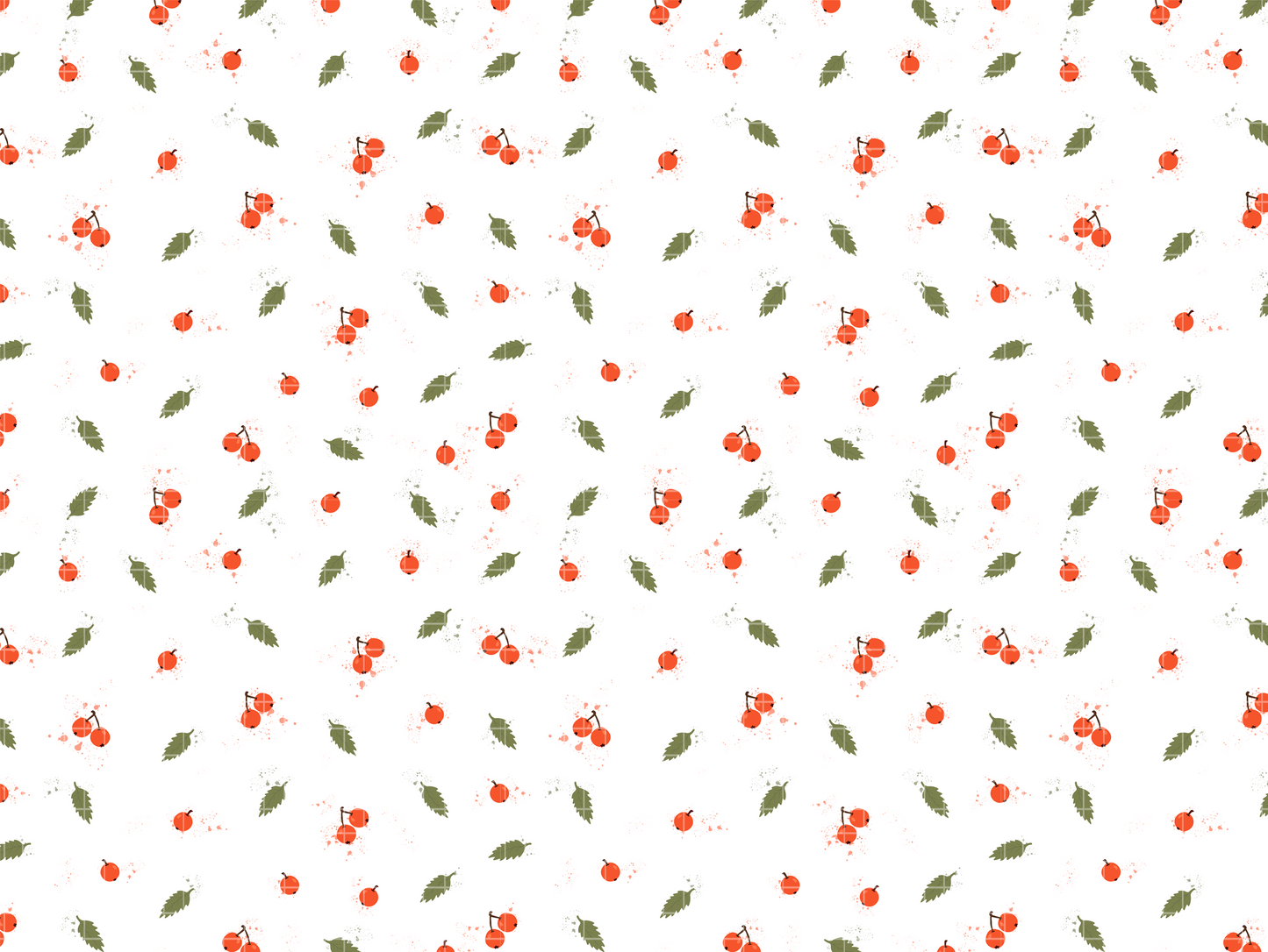 Seamless pattern with red autumn berries and green leaves on dark and light backgrounds for fall wrapping paper.