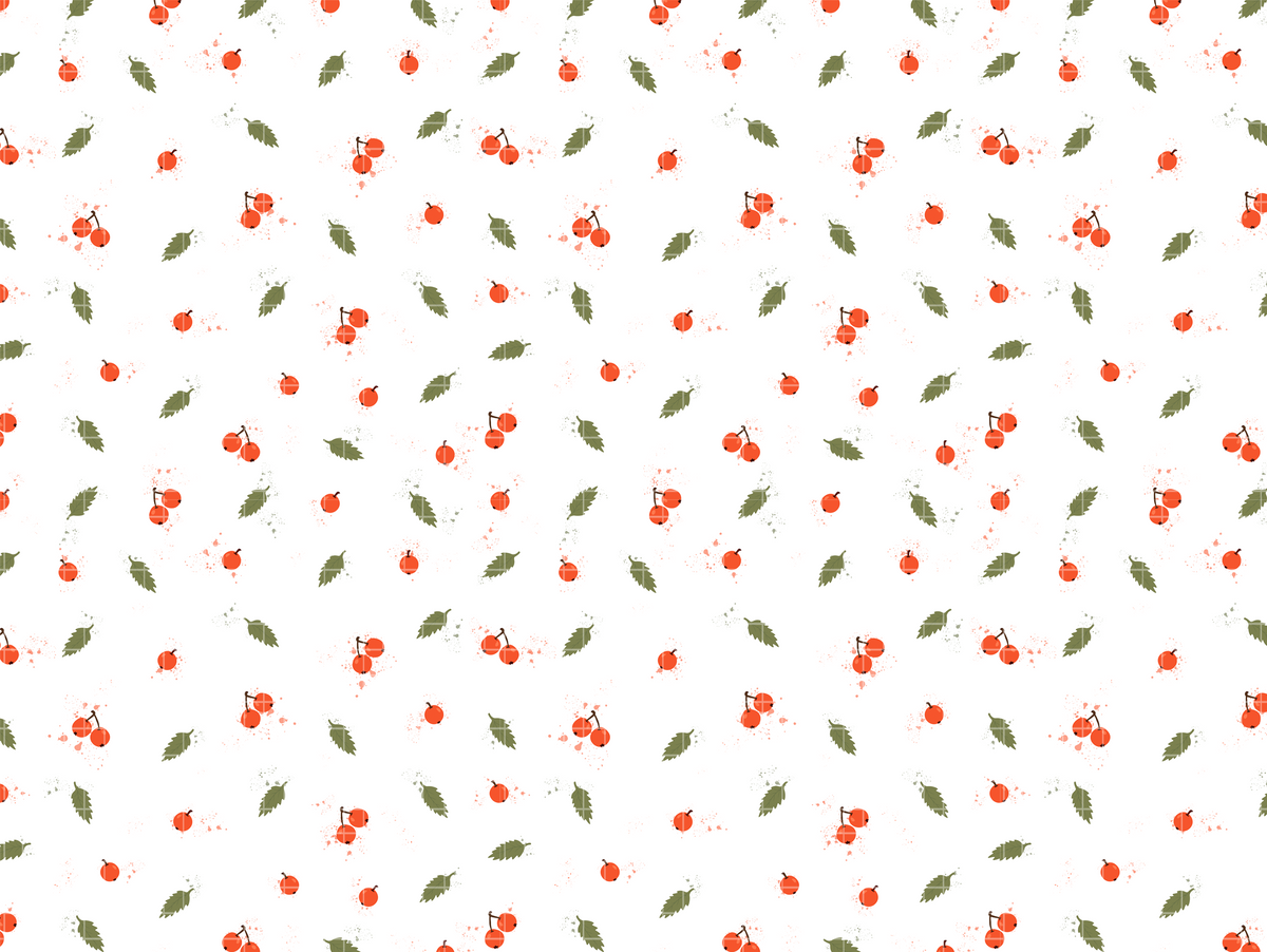 Seamless pattern with red autumn berries and green leaves on dark and light backgrounds for fall wrapping paper.