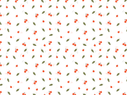 Seamless pattern with red autumn berries and green leaves on dark and light backgrounds for fall wrapping paper.